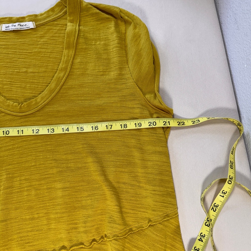 Free People We The Free Chartreuse Slub Knit Peplum Top Short Sleeve Size Medium - Picture 3 of 13